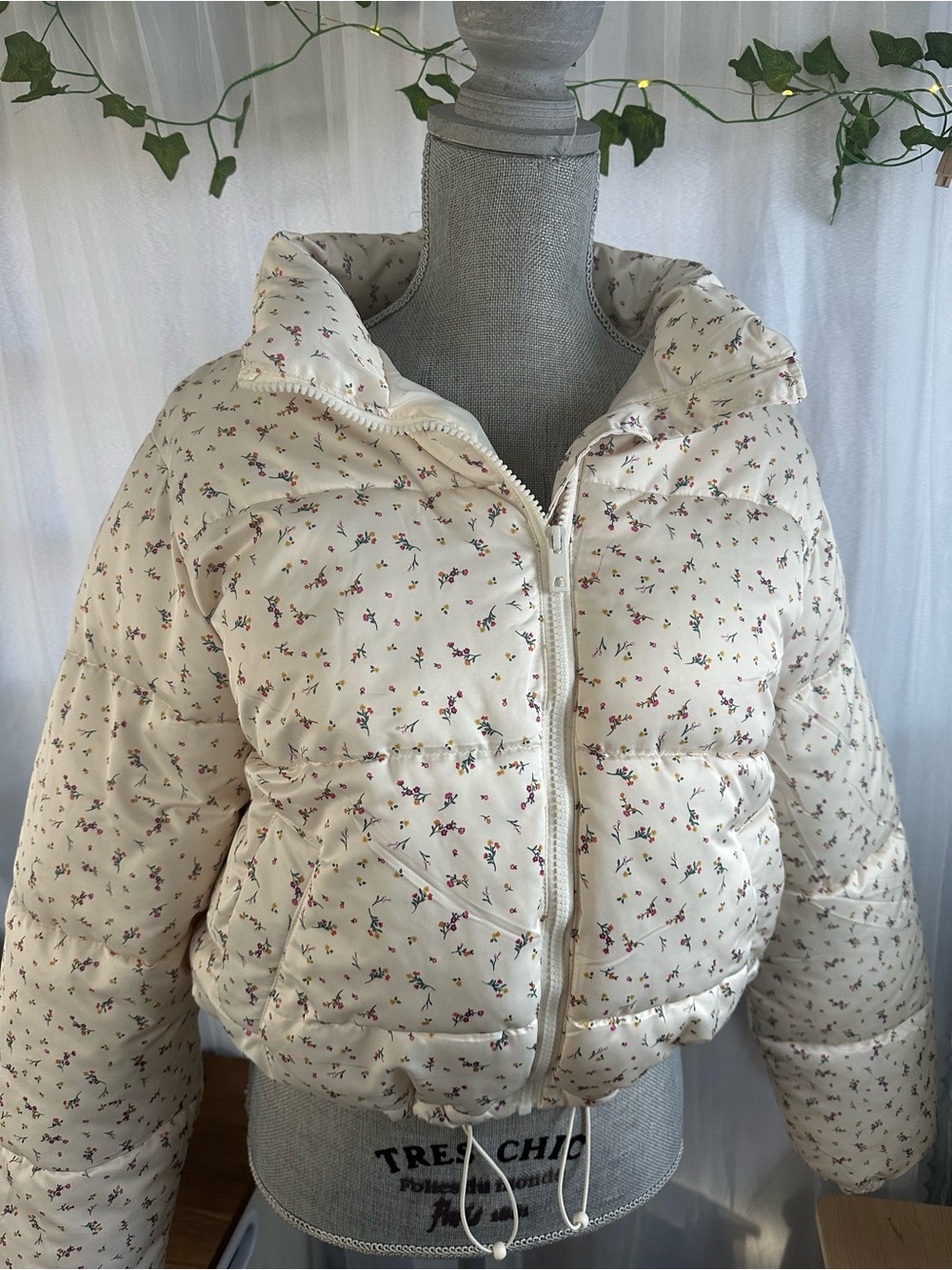 No Boundaries Cream Floral Puffer Jacket